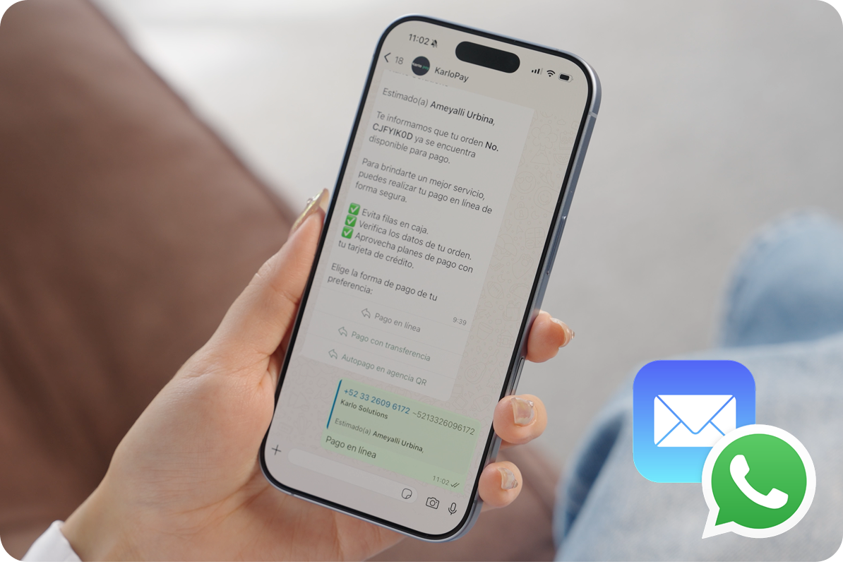 Comunicación por WhatsApp y correo